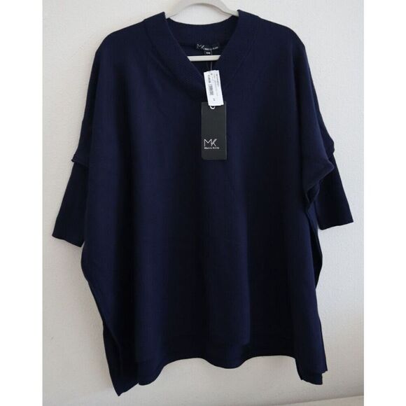 Metric Knits 32344SP Women's Sz S Navy V-Neck High/Low Sweater - Picture 1 of 7